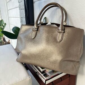 Lauren Ralph Lauren Metallic Taupe Tote Bag - Women's Handbag